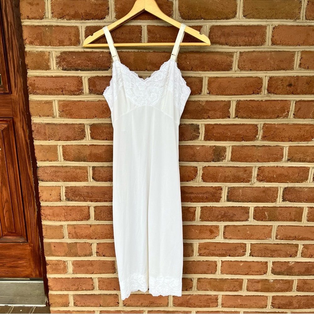 White lace trimmed slip dress or intimate lingerie. size 34
